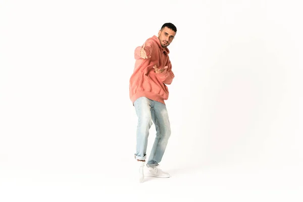 Man dansen straat dans stijl over geïsoleerde witte achtergrond — Stockfoto