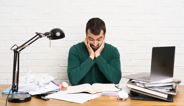 Estudante Homem Estressado Oprimido — Fotografia de Stock