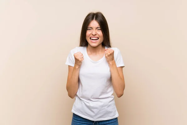 Bella Ragazza Sfondo Isolato Frustrato Una Brutta Situazione — Foto Stock