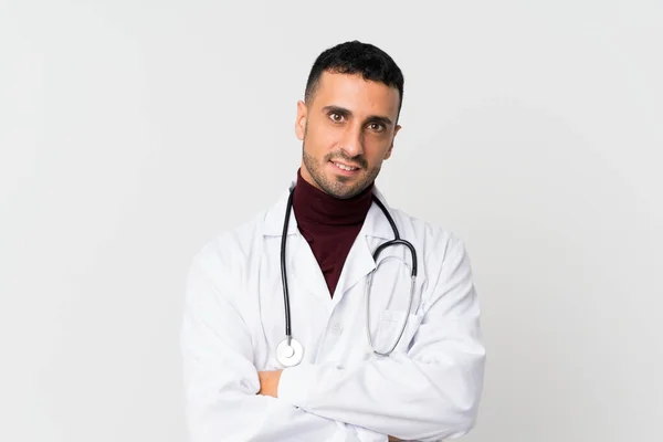 Young Man Isolated White Background Doctor Gown — Stock Photo, Image