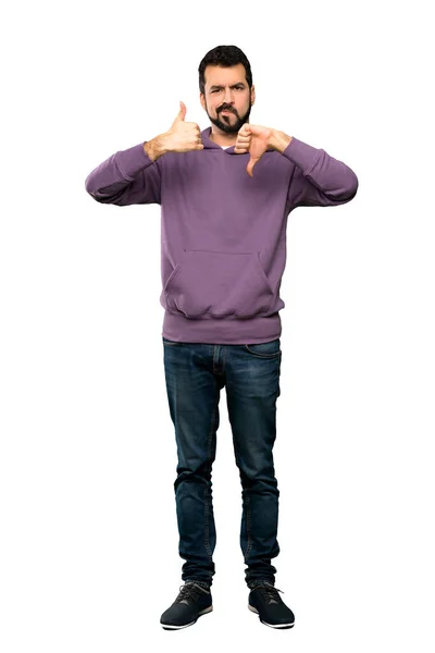 Full Length Shot Van Handsome Man Met Sweatshirt Maakt Goed — Stockfoto