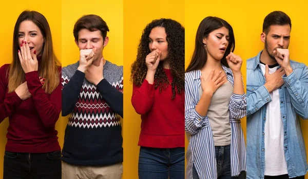 Conjunto Personas Está Sufriendo Tos Sentirse Mal —  Fotos de Stock