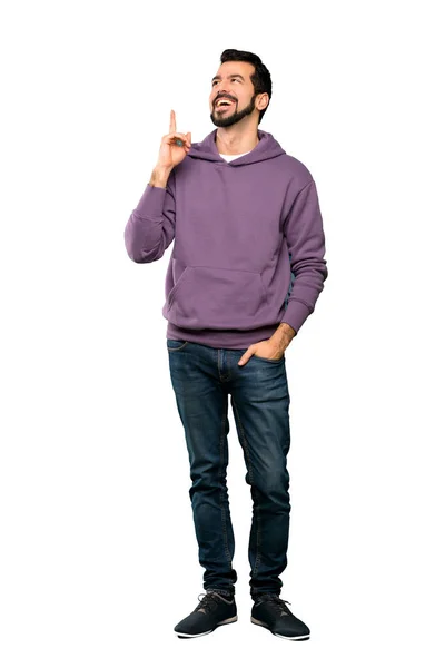 Full Length Shot Van Handsome Man Met Sweatshirt Denken Dat — Stockfoto
