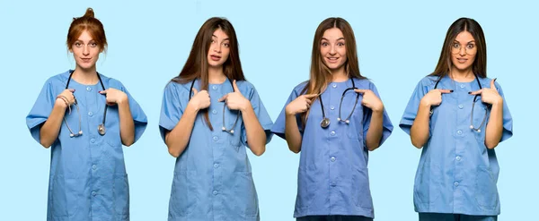 Gruppe Von Krankenschwestern Mit Überraschendem Gesichtsausdruck — Stockfoto