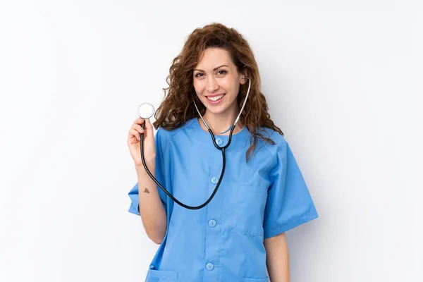 Giovane Bella Donna Sfondo Isolato Con Abito Medico — Foto Stock