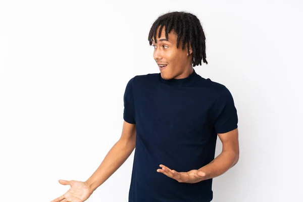 Young African American Man Isolated White Background Surprise Facial Expression — Stock Photo, Image