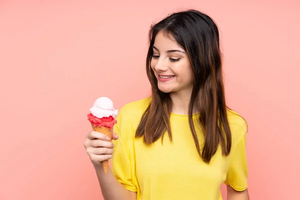 독자적 아이스크림을 표정을 — 스톡 사진