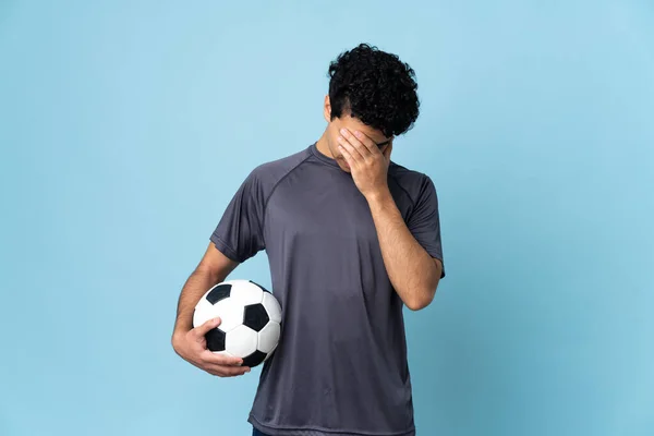 Венесуэльский Футболист Изолированном Фоне Усталым Больным Выражением Лица — стоковое фото