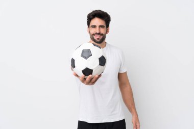 Sakallı, genç ve yakışıklı bir adam, izole edilmiş, beyaz bir geçmişi var.