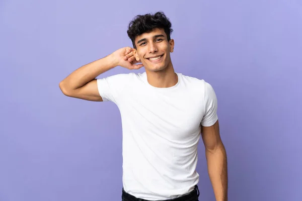 Young Argentinian Man Isolated Background Laughing — Stock Photo, Image