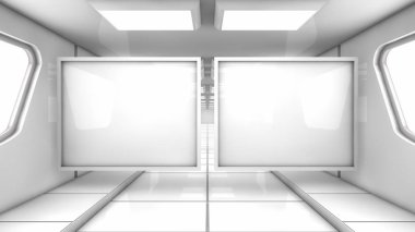 3D render. Zemin, duvar ve ışıklar