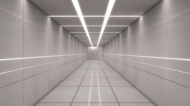 3D render. Modern iç scifi mimarisi