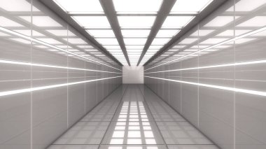 3D render. Modern iç scifi mimarisi