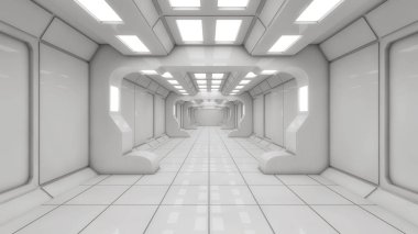 3D render. Fütüristik iç ortam