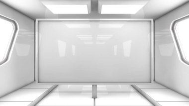 3D render. Fütüristik iç ortam