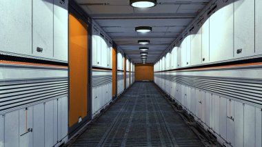 3D render. Fütüristik iç ortam