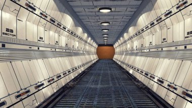 3D render. Fütüristik iç ortam