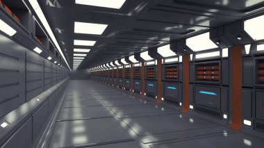 3D render. Fütüristik iç ortam