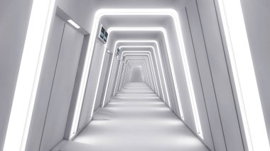 3D render. Fütüristik iç ortam