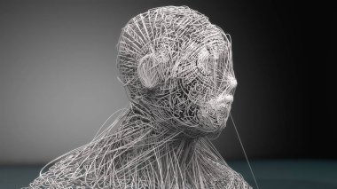 3D render. İnsan yüzü sanat portre