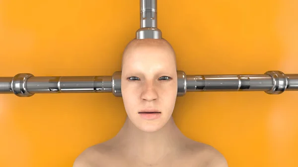 Renderowania Głowy Człowieka Połączonych Rur — Zdjęcie stockowe