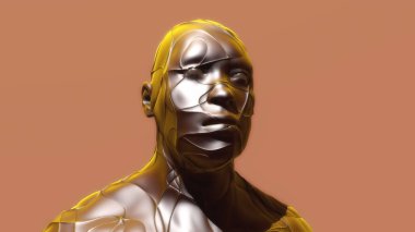 3 boyutlu görüntüleme. Kafa İnsan parçalanmış portre