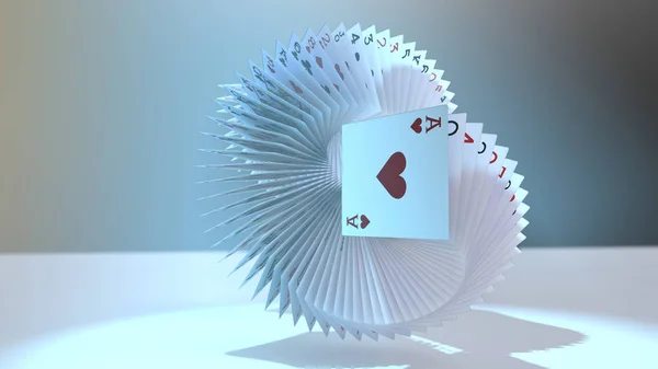 Rendering Poker Cards Falling — Stock Photo, Image