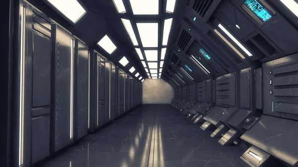 のレンダリング 未来の空の内部の廊下 — ストック写真