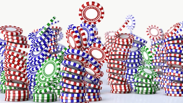 Render Düşen Poker Fişleri — Stok fotoğraf