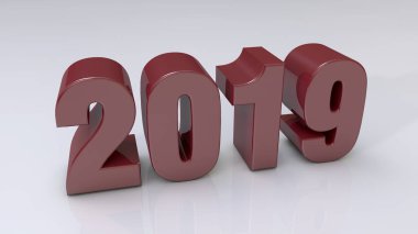 3D render. Yıl 2019 illüstrasyon