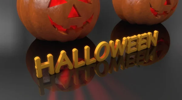 Rendering Zucca Halloween Illuminata — Foto Stock