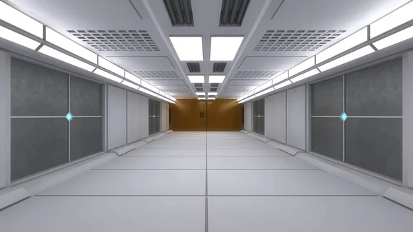 Render Het Moderne Interieur Scifi Platform — Stockfoto