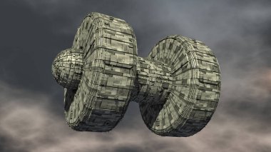 3D render. Futuristik yabancı uzay gemisi