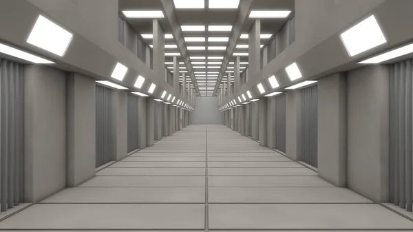 Render Futuristic Empty Interior Corridor — Stock Photo, Image