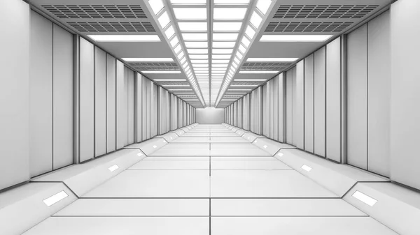 Render Futuristiska Tomma Inre Korridor — Stockfoto
