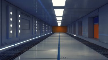 3D render iç ve fütüristik mimari tasarım