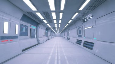 3D render iç ve fütüristik mimari tasarım