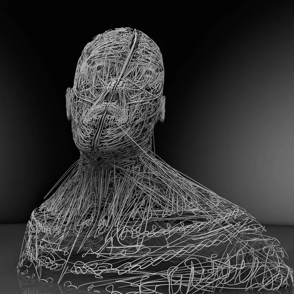 Render Human Figure Made Lines — Stock Photo, Image