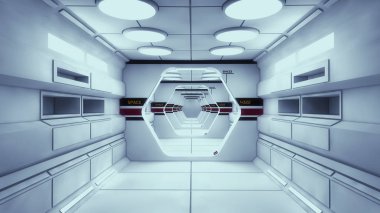 3D render iç ve fütüristik mimari tasarım