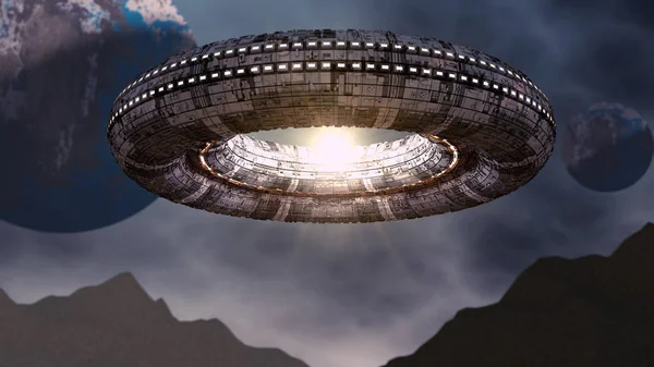 Rendering Futuristic Unidentified Flying Object — Stock Photo, Image
