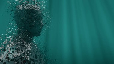 3 boyutlu görüntüleme. Kafa İnsan parçalanmış portre