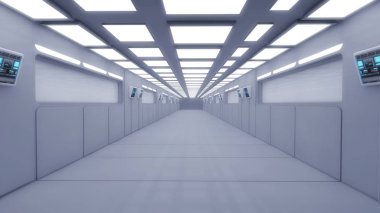 3D render iç ve fütüristik mimari tasarım