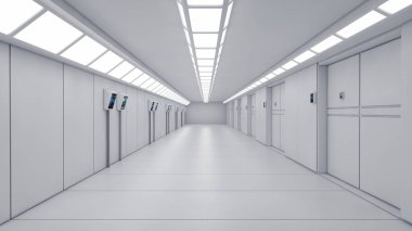 3D render iç ve fütüristik mimari tasarım