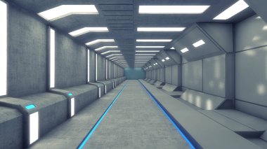 3D render iç ve fütüristik mimari tasarım