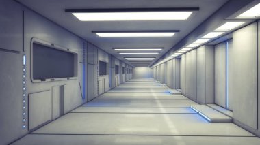 3D render iç ve fütüristik mimari tasarım