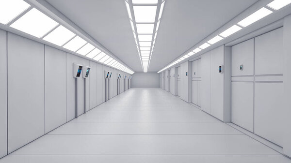 3D рендеринг Дизайн интерьера и футуристической архитектуры
