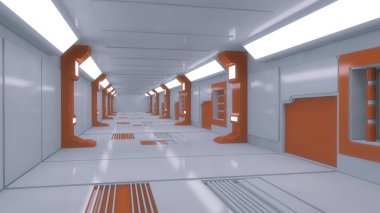 3D render iç ve fütüristik mimari tasarım