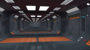 3D render iç ve fütüristik mimari tasarım