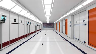 3D render iç ve fütüristik mimari tasarım