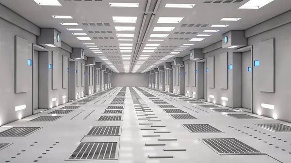のレンダリング 未来的な内部の廊下のアーキテクチャ — ストック写真